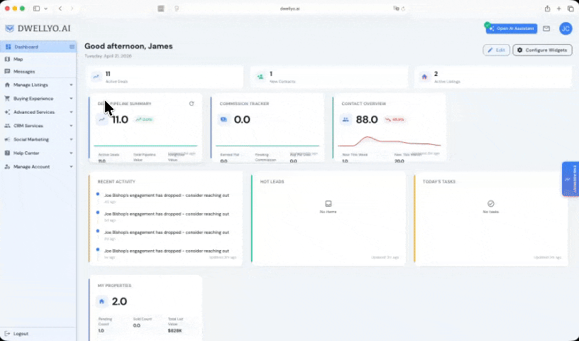Managing a deal inside Dwellyo